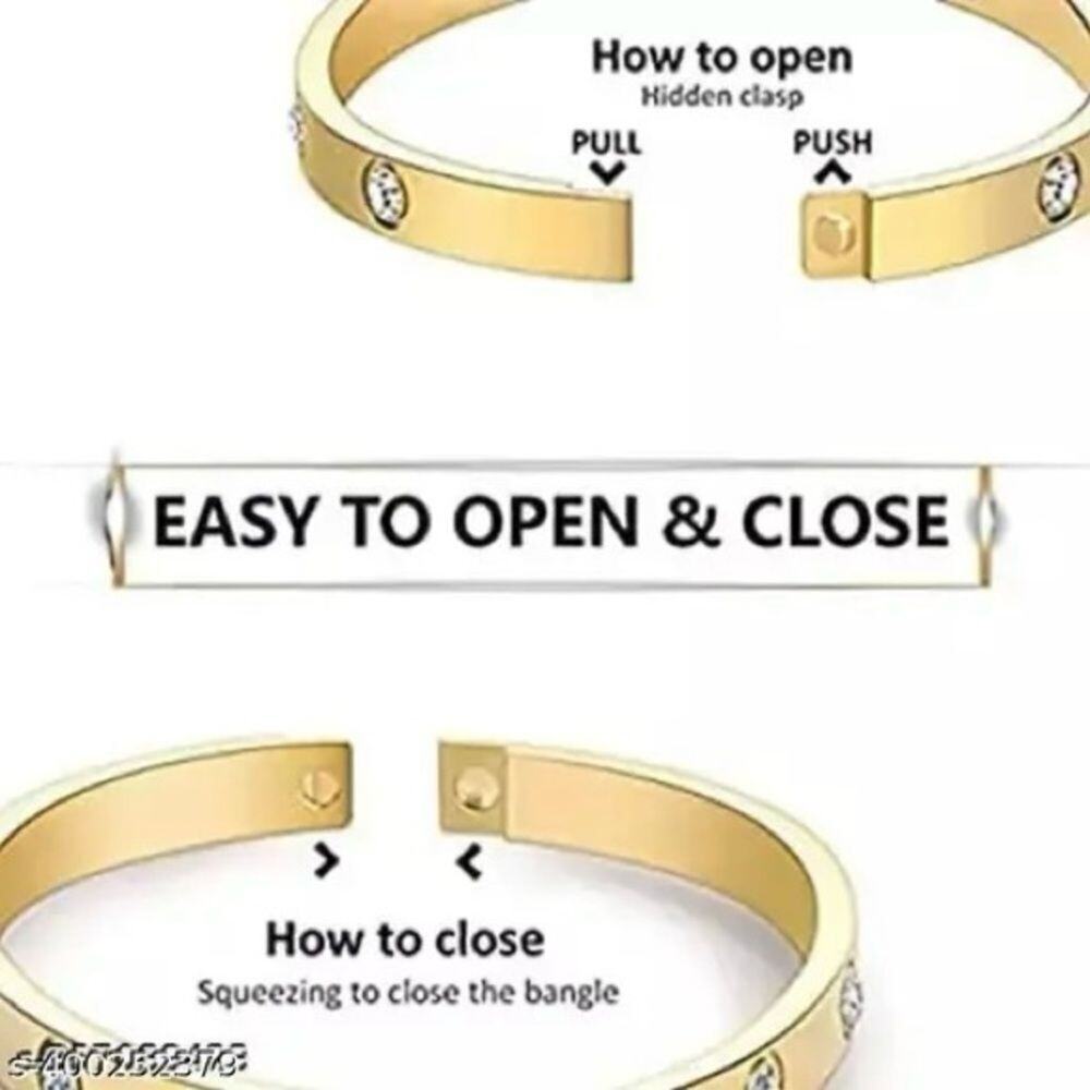 Gold Plated Bracelet with Crystal Accents - Picture 8 of 10